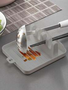 Soporte de utensilios de cocina de silicona con almohadilla de goteo - Organizador todo en uno para cucharas, espátulas, tapas y herramientas de cocina - Accesorio de cocina resistente al calor y antideslizante - tapete de espátula - Ver 7