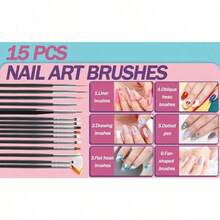 LANDOT 31pcs Nail Art Tool Kit, Including Nail Brushes, Dotting Tools, Dust Brush, Striping Brush, Drawing Pens, Suitable For Nail Art Design - Baby Pink - View 3