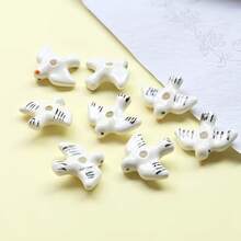 5pcs Handmade Bird-Shaped Beads, Suitable For Jewelry Making; Animal, With Threading Holes, Suitable For Crafts And Beading Projects; Vintage Style Decorative Beads Set - Blue and White - View 4