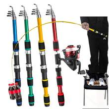Bộ cần câu cá thu gọn 1.8m, cần câu cá biển cứng cáp bằng sợi thủy tinh và thép, dụng cụ câu cá dành cho trẻ em. - Màu vàng - Xem 2