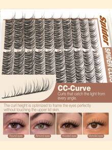 150pcs Spider Lash Clusters, 8mm-14mm Natural Lash Clusters, Kim K Style Wispy Breeze Lash Clusters, 150pcs Short Lash Extension With Invisible Band, CC-Curly For No Makeup - C - View 3