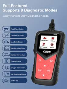 OBD2 Car Diagnostic Scanner, Full-Function Engine Diagnostic Tool With Color Screen, I/M Readiness Monitor - Black - View 13