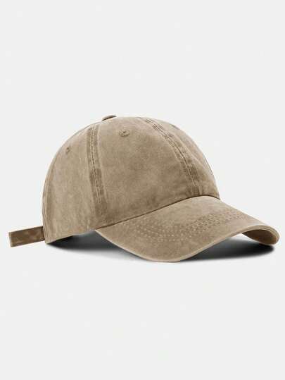1pc Unisex Vintage Distressed Curved Brim Baseball Cap, Solid Color, Spring/Summer