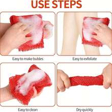 2 piezas Esponja de Luffa Africana, Red Exfoliante Africana, Esponja de Baño Africana, Red de Lavado Facial Africana, Paño Exfoliante de Sapodilla de Ghana Africano, Cepillo Corporal Exfoliante de Red Larga para Ducha, Cepillo de Espalda, Herramienta Suavizante de Piel, Viene con Bolsa de Almacenamiento, Bolsa Organizadora, Bolsa, Pinzas para el Cabello - Multicolor - Ver 8