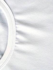 Camiseta de manga corta con cuello redondo y corte holgado 100% algodón para mujer, top casual de uso diario en verano. Camiseta con estampado de corazón de maestra de español, top casual de manga corta y cuello redondo, adecuada para verano y primavera, ropa de mujer. Camiseta de manga corta de algodón puro, cuello redondo y corte holgado, top básico casual suave y transpirable. - Blanco - Ver 4