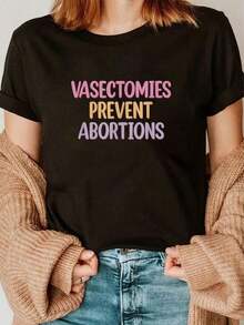 Camiseta "Las vasectomías previenen los abortos", Camiseta ProChoice, Camiseta de manga corta, Camiseta gráfica para mujer y hombre, Camisetas casuales - Estilo callejero vintage, Unisex, Camiseta de algodón 100% puro, de manga corta y cuello redondo. - Negro - Ver 5