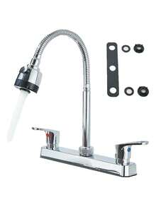 Kitchen Sink Tap With High Arch, Flexible Spout, And Push Button Control - Silver-1 - View 10