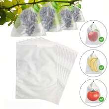 Aproximadamente 50 piezas Bolsas de malla blanca para aislar frutas - Previene la entrada de insectos y pájaros - Adecuado para viñedos y jardines - Aplicable para diversas frutas y verduras, protección para jardinería - alrededor de 50 piezas - Ver 6