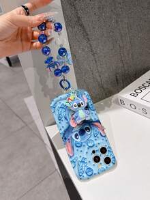 Disney Has Authorized, Phone Case - Chain Set, The Stitch Lilo & Stitch 3D Phone Case Plus A Silicone 3D Stitch Bracelet With Metallic Ring Removable Bracelet, Stitch And Angel Pattern, Compatible With Iphone17/16/15/14/13/12/11/XS/XR/X Plus Pro Max, A Stylish Cartoon Phone Case, The Perfect Gift Choice, Phone Protection, Durable Phone Cover, Great Gift For Friends And Family. - 白色 - 查看 3