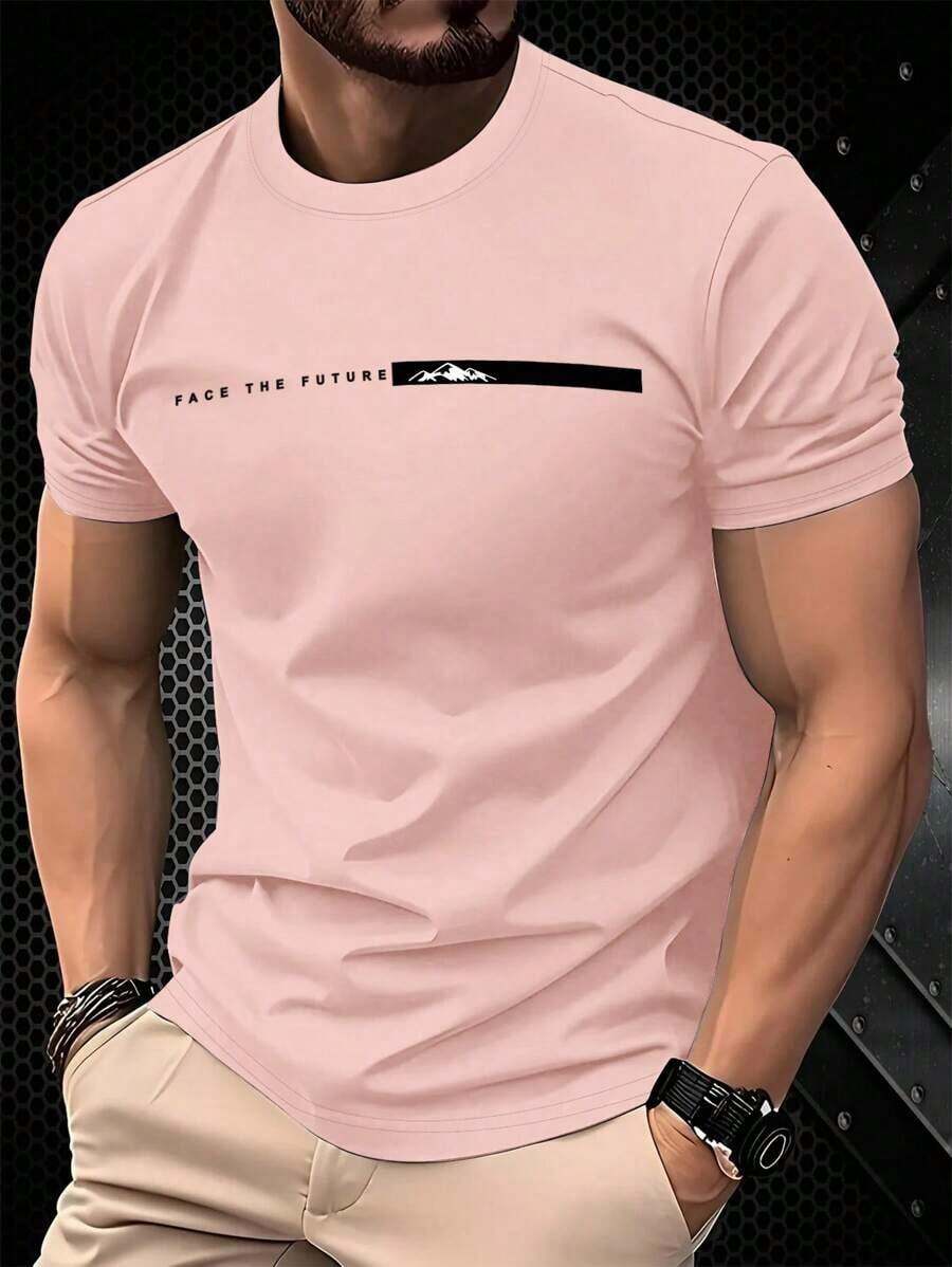 NEOREFINED Men's Slim Fit Casual Short Sleeve T-Shirt Set, Minimalist And Versatile Crew Neck T-Shirt Set - Rosa - View 1