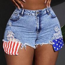 Slayr Plus Size Women 4th Of July Sexy Stretch Denim Super Short Shorts, Blue Women Summer Clothing Women Clothes Woman Summer Clothes Women Bottoms Women Jeans Plus Size - Lavado medio - Ver 5