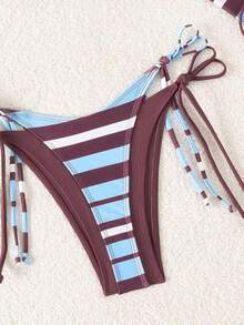Conjunto de 3 piezas de traje de baño negro y blanco para mujer, conjunto de traje de baño casual y sexy de 3 piezas para resort de playa, conjunto de traje de baño de 3 piezas para mujer, Bottom de traje de baño para mujer, conjunto de playa negro y blanco para mujer - Multicolor 3 - Ver 8