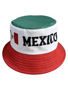 1pc Fisherman Bucket Hat Mexico 2026 Football World Cup Cap For Men Women Fan Support Flag Print Reversible Two Sided Wearing - Multicolor - View 5