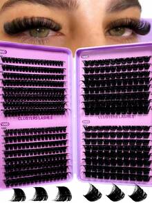 464pcs Natural Soft D-Curl Fluffy DIY Handmade Eyelash Extensions Daily Makeup Cartoon False Eyelashes New Upgraded Gift Box, Reusable, Suitable For Beginners, Daily Life, Eyelash Clusters, Single Eyelashes, False Eyelashes, DIY At Home - D - View 2