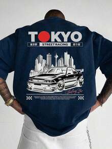 Men's Fashionable Printed Loose Short Sleeve-Shirt |   Exquisite Design |   Summer Essential |   Easy To Match, Showcasing Your Style 1PA4 - 藏蓝色 - 查看 12