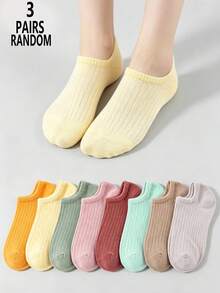 1/3/5/10/15/20 Pairs Random Women Spring/Summer Vertical Stripe Breathable Fashionable Low-Cut Invisible Socks - Multicolor - View 12