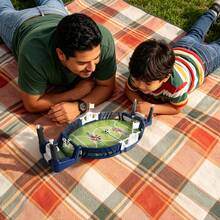 Juegos de fútbol de mesa de eyección doble, juegos de mesa de inteligencia infantil, ejercicio de coordinación y respuesta mano - ojo, juguetes competitivos interactivos padre - hijo, juguetes de reunión familiar portátiles - Azul menta - Ver 12