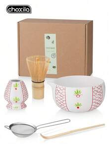 choxila 5pcs Matcha Tea Set, Including Matcha Whisk (Tea Whisk), Whisk Holder, Matcha Scoop, Matcha Bowl, Matcha Sifter, Bamboo Matcha Powder Stirrer And Portable Matcha Tea Brewing Tools. Ideal For Daily Use In Japanese Tea Ceremony, Tea Enthusiasts, Kitchen And Dining, Also A Great Gift For Friends, Significant Others Or Mother's Day. - Matcha Set - View 2