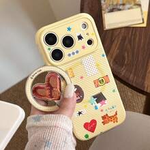 GUCADI Lemon Yellow Magnetic Alkaline Water Heart-Shaped Magnetic Phone Holder Case, Suitable For IPhone 17 Pro Max, Apple 16 Magnetic Holder, 15 Sticker Model, 13 Soft Case, Cute, Creative, Geometric, Cartoon Style, Adorable, Fresh, Niche, Ins Style - Lemon Yellow - View 5