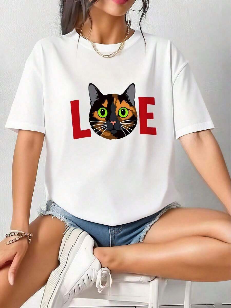 ropa de mujer  Love-Tortoiseshell-Cat-Owner-Tortie-Cat-Mom-Tortie-Cat-Dad-T-Shirt- camisas de mujer - Blanco - Ver 1