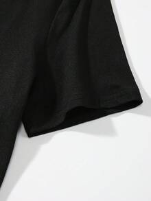 Camiseta de  con Estampado Gráfico de  - Camiseta Casual de Manga Corta con Cuello Redondo, Corte Holgado, Elasticidad Media y Lavable a Máquina para Primavera y Verano Y2k - Negro - Ver 5
