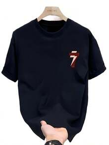 Quick-Dry T-Shirt With Lightning Bolt And Number 7 Graphic Print - 100% Polyester Knit Fabric, Breathable, Crew Neck, Casual, For Summer Outdoor Sports And Everyday Wear, Bold Design T-Shirt, Durable Fabric T-Shirt, Y2k T-Shirt - 白色 - 查看 2