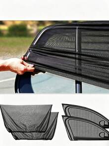 Bộ 4/2 tấm che nắng lưới cho xe hơi, chống tia UV, dùng được cho cả ô tô và SUV, bảo vệ sự riêng tư, giảm chói và côn trùng, chất liệu thoáng khí, rèm cửa sổ xe hơi thiết yếu. - A - Xem 6