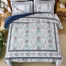 Dark Blue Floral Quilt Set Queen Size,3 Pieces Flowers Printed Retro Bedspread With 2 Pillowcases,Lightweight Soft Microfiber Coverlet Set For All Seasons(96"X90") Perfect Gift Of Mother's Day Gift Home Decor Room Decor. - Xanh đậm - 1938 - Xem 11