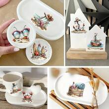 4件套 趣味夏日海滩主题图案 UV转印贴纸 - 适用于DIY工艺品、马克杯、笔记本电脑和水瓶，自粘塑料材质，可用于DIY马克杯装饰、笔记本电脑装饰、节日装饰、喜庆设计、高品质印刷、经久耐用 - 彩色 - 查看 4