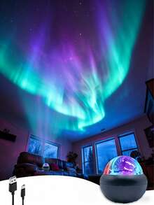 1个UFO极光投影灯，梦幻般的北极光星空投影仪，为卧室和游戏室营造梦幻般的星系氛围，适用于卧室、游戏室、派对装饰，多用途家庭派对露营照明 - 極光 - 查看 9