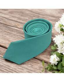 Men's Striped Tie In A Solid Color With A Quality Texture, Essential For Weddings, Business, And Formal Occasions. - Azul menta - Ver 3