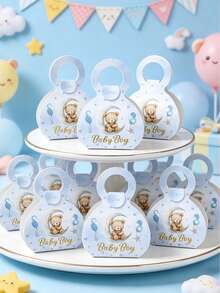 12pcs Blue Teddy Bear Gift Boxes With Handles, Candy Boxes, Teddy Bear Party Favor Boxes, Gift Bags, Baby Shower Party Favor Boxes, Product Boxes, Boy's Birthday Decorations, Birthday Gift Packaging Supplies, Teddy Bear Birthday Party Decorations, Birthday Gift Boxes, Kitchen Packaging, Baby Shower Decorations, Gender Reveal Decorations, Birthday Gifts, Party Favor Boxes - Blue Bear - View 9