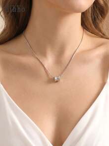 Hihho 1pc Minimalist Waist Chain Necklace For Women, Elegant Snake Bone Chain With Zirconia Pendant, Suitable For Daily, Date, Party And Other Occasions, Great Gift For Girlfriend, Best Friend, Mother - Small waist - View 9