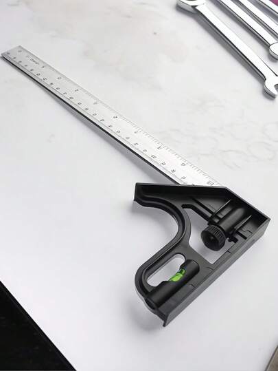 1 Set 300mm (11.81 Inch) Plastic Base Combination Square, Movable Horizontal Ruler, Suitable For 90° And 45° Angle Marking, Woodworking Sliding Ruler, Measuring Tool