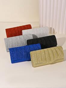 Clutch estilo sobre con tapa abatible, perfecto para fiestas de noche de mujeres, adecuado para bodas, recepciones de cóctel, graduaciones y diversos eventos. - Dorado - Ver 2