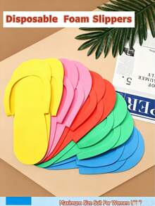 2/24Pcs Disposable Foldable EVA Foam Foot Massage Slippers, Multicolor Foldable Foot Massage Slippers, Suitable For Beauty Salons, Spa Hotels, Large Spa Parties, Disposable Foot Massage Sets, Nail Salon Slippers - Multicolor - View 3