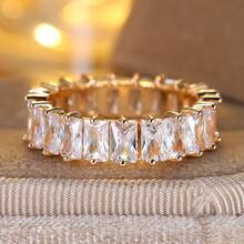 Vanel 1 chiếc nhẫn sang trọng, thiết kế tinh xảo với kiểu dáng vĩnh cửu, trang sức thời trang nổi bật để đeo hàng ngày, món quà thanh lịch. - vàng trắng - Xem 3