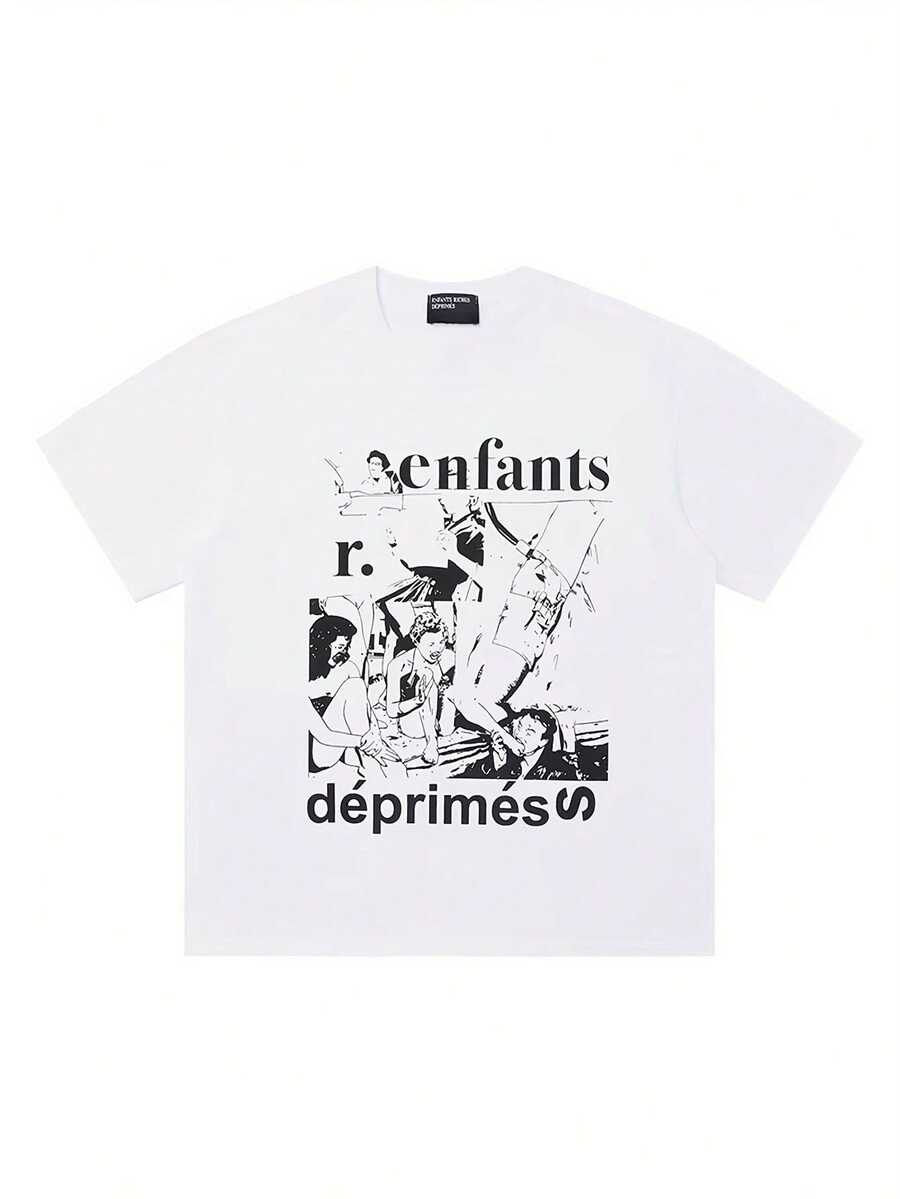 Unisex T-Shirt For Men And Women, Featuring A Black And White Graphic Print With Social Commentary, Soft, And Essential For Casual Streetwear In All Seasons. This Versatile, All-Season Style Makes It An Affordable Everyday Wear And A Perfect Gift For Fans And Friends. A Short-Sleeved T-Shirt Suitable For Home, Daily Wear, Parties, And Travel, It's Also A Great Gift For Friends Or Family. - 白色 - 查看 1