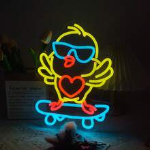 1 Peça Sinal de Néon com Formato de Raposa Fofo, Luz de Néon LED Multicolorida Alimentada por USB, Luz Decorativa de Parede para Quarto, Sala de Jogos, Sala de Homens, Sala de E-Sports, Decoração de Quarto Personalizada e Moderna, Arte de Parede de Jogador, Lâmpada Noturna Perfeita, Presente de Aniversário, Presente de Festival para Crianças, Meninos, Adolescentes, Fãs de Animais, Amigos e Família - luz policromática - Visão 6