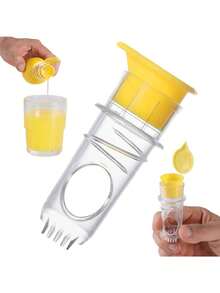 1个塑料手动柑橘榨汁器，迷你柠檬榨汁器，橙汁压榨器，轻松榨汁，保鲜厨房工具，适用于厨房、户外和餐厅 - 彩色 - 查看 9