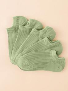 1/5/6/10 Pairs SageGreen Ribbed Ankle Socks, Breathable, Wear-Resistant, And Non Slip Socks For All Seasons, Basic Casual Socks For Men And Women - Olive Green - View 6