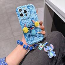 Disney Has Authorized, Phone Case - Chain Set, The Stitch Lilo & Stitch 3D Phone Case Plus A Silicone 3D Stitch Bracelet With Metallic Ring Removable Bracelet, Stitch And Angel Pattern, Compatible With Iphone17/16/15/14/13/12/11/XS/XR/X Plus Pro Max, A Stylish Cartoon Phone Case, The Perfect Gift Choice, Phone Protection, Durable Phone Cover, Great Gift For Friends And Family. - 白色 - 查看 6
