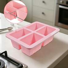 Reusable Silicone Soup Freezer Tray, 125ml&250ml  Mold, Non-Stick Sauce Broth  Tray For Refrigerator Food Storage - Pink 4 Rows - View 1