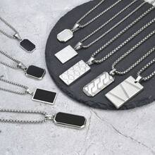 Vnox Collares con colgante de etiquetas de perro pequeñas para hombres y niños, etiqueta de perro militar de acero inoxidable de color negro y plateado con cadena de caja de regalo para él - PN-1857G - Ver 5