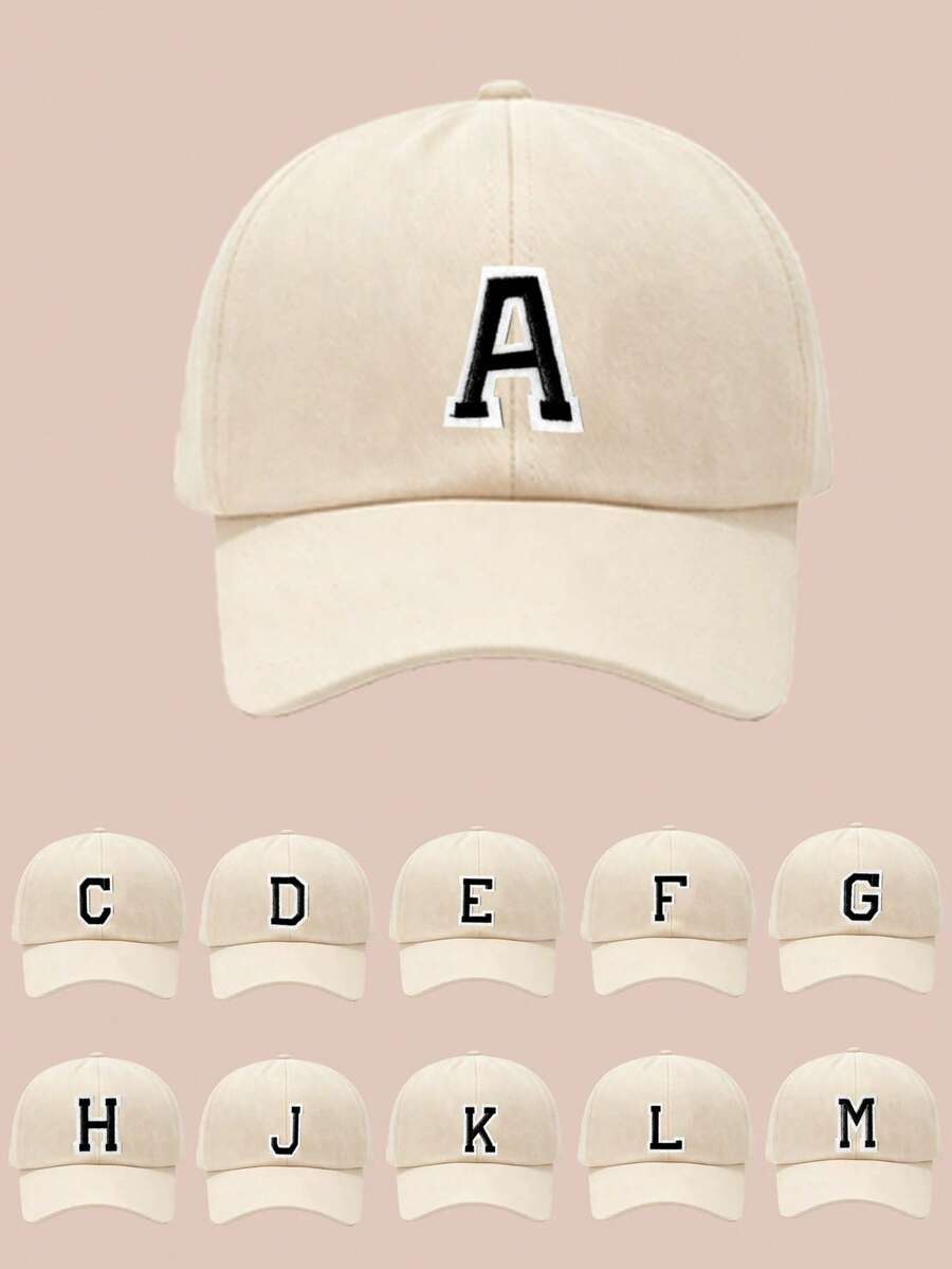 1pc Kids' 26 Letter Baseball Cap, Gold Thread Embroidered Letter Design, Korean Fashion Stylish Hip Hop Hat For Boys & Girls Sun Protection