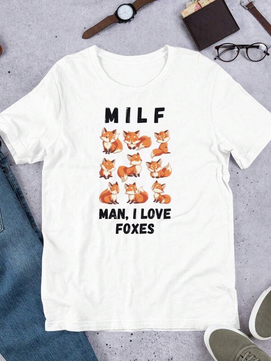 MY I Love Foxes UniS1ex T1S1Hirt, Fox Lover S1Hirt, Forest T1EE, WildL1L1ife A1parel, Cute Fox T1EE, Nature Lover Gift, Animalthemed Top, T1EE - 白色 - 查看 1