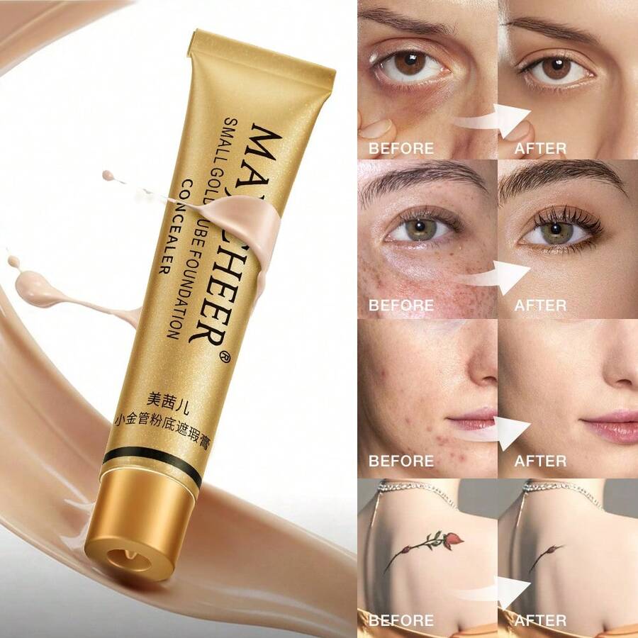 Small Tube High Coverage Concealer, Hides Acne Marks, Dark Circles, Tattoos, Long-Lasting Waterproof Foundation Cream - Multicolor - View 1