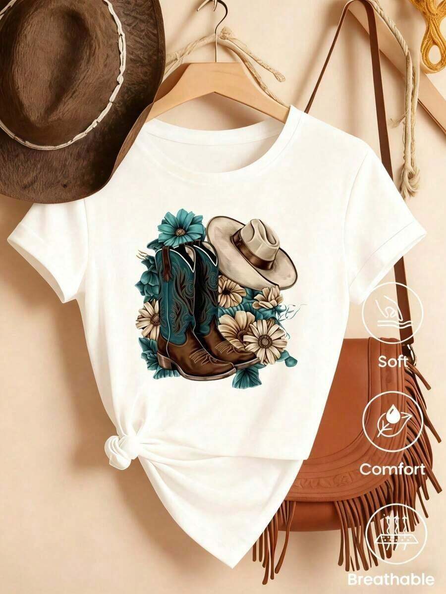 Camiseta de manga corta de moda para primavera y verano de 2026, hecha en México, 180 gramos. Estampado de dibujos animados, modelo de pareja, apta para uso interior o exterior. Cuello redondo, unisex, ideal para oficina y ocio. Paquete de una sola pieza. Camiseta de algodón para comodidad diaria. - Blanco - Ver 1