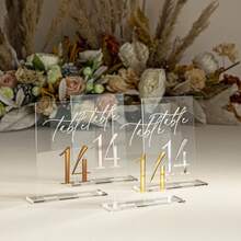 Wedding Table Number Signs Transparent Mirror Gold Acrylic Signs - 3D Gold Wedding Table Signs - Wedding Table Decor, Gold Table Numbers, Modern Wedding Table Decor Wedding Table Decor Wedding Stationery Black Wedding Reception Decor Summer Birthday Gift Beach Back To School School Supplies Room Decor - Multicolor - View 1