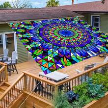 1pc Fluorescent Umbrella Canopy, Featuring Vibrant Mandala Pattern With Charming Geometric Triangle Accents, Glows In The Dark, Perfect For Camping, Beach, Garden And Picnic Use (Umbrella Handle Not Included) - Printing - View 4